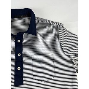 RLX Ralph Lauren Mens Polo Shirt Navy White Stripe Golf Short Sleeve Size L